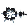 Male-Male Rubber Bobbin Mounts - Custom Metric Sizes - rubber body and stud-size examples