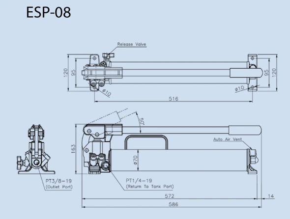 TECPOS ESP-08 dimensional reference; dimensions listed on the product page