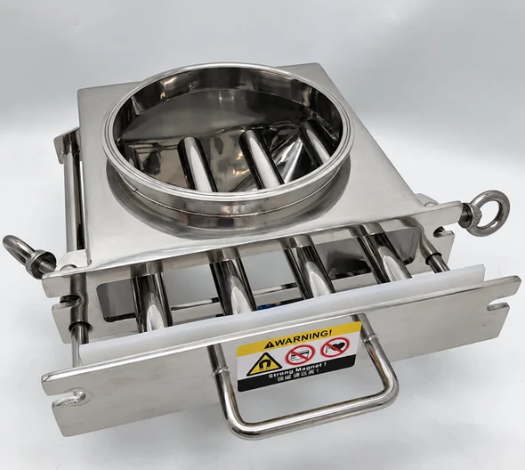 Single-Drawer Magnetic Separator - Round Clamp Connections - drawer withdrawn for access