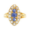 Antique Victorian 18ct Gold Sapphire and Pearl Marquise Ring