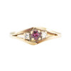 Second Hand 1970s 9ct Gold Ruby and Diamond 3 Stone Ring