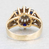 Second Hand 9ct Gold Sapphire and Diamond Cluster with Leaf Shoulders Ring