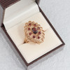 Second Hand 9ct Gold Large Openwork Navette Garnet Ring