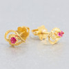 Second Hand 18ct Gold Ruby Leaf Stud Earrings