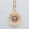 Second Hand 9ct Gold Smoky Quartz Bark Effect Pendant with Chain