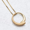 Second Hand 14ct Gold Semi-Textured Circular Pendant & Chain