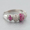 Second Hand 18ct White Gold Ruby & Diamond 5 Piece Bombe Ring