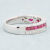 18ct White Gold Ruby & Diamond Geometric Eternity Ring