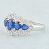 18ct White Gold Sapphire and Diamond Wide Cluster Ring 