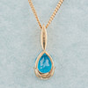 NEW 9ct Gold Pear Cut Blue Topaz and Diamond Pendant and Chain 