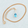 NEW 9ct Gold Pear Cut Blue Topaz and Diamond Pendant and Chain 