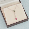 NEW 9ct White Gold Tourmaline and Diamond Drop Pendant and Chain 
