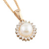 9ct Gold Cultured Pearl and Diamond Halo Pendant