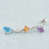 NEW 18ct White Gold Amethyst, Citrine, Blue Topaz and Diamond Drop Earrings 