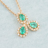 NEW 9ct Gold Emerald and Diamond Triple Cluster Pendant and Chain 