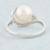 NEW 9ct White Gold Cultured Pearl and Diamond Swirl Ring 