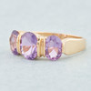 Second Hand 14ct Gold 3 Stone Amethyst Ring 