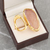 NEW Gold Vermeil Crystalised Rose Quartz Twin Faced Ring 