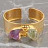 NEW Gold Vermeil Raw Purple and Green Amethyst Wide Bracelet