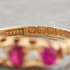 Antique 1917 18ct Gold Ruby & Diamond Half Hoop Ring 