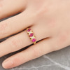 Antique 1917 18ct Gold Ruby & Diamond Half Hoop Ring 