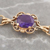 Second Hand 9ct Gold Ornate Amethyst 7” Bracelet 