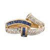 Second Hand 18ct Gold Asymmetric Sapphire & Diamond Dress Ring 