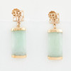 Second Hand 9ct Gold Jade and Chinese Character Screw Back Earrings