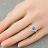 Second Hand 14ct White Gold Trillion Cut Tanzanite and Diamond Cluster Ring - Worn View