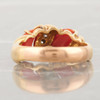 Vintage 18ct Gold Coral and Diamond Wishbone Ring