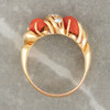 Vintage 18ct Gold Coral and Diamond Wishbone Ring