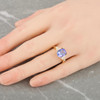 Second Hand 14ct Gold Tanzanite with Trillion Cut Diamonds Ring