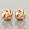 Second Hand 9ct Gold Twisted Dome Diamond Stud Earrings