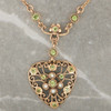 Antique Edwardian 9ct Gold Peridot and Pearl Heart Necklace 