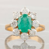 Second Hand 18ct Gold 1.50 Carat Emerald and Diamond Cluster Ring