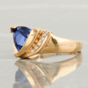 Second Hand 14ct Gold Trillion Cut Synthetic Sapphire and Diamond Dress Ring
