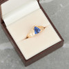 Second Hand 14ct Gold Trillion Cut Synthetic Sapphire and Diamond Dress Ring