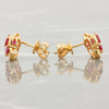 Second Hand 18ct Gold 4 Stone Ruby and Diamond Stud Earrings