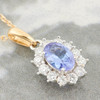 Second Hand 18ct Gold Tanzanite and Diamond Cluster Pendant and Chain