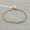 Second Hand 9ct Gold Curb Link Charm Bracelet with Heart Padlock