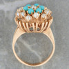 Vintage 14ct Gold Turquoise & Pearl Cluster Ring