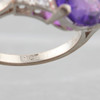 Second Hand 18ct White Gold Oval Amethyst and Trefoil Diamond Ring