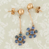 Antique 14ct Gold Sapphire Cluster Drop Earrings