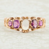 Antique 15t Gold Moonstone, Pink Tourmaline and Topaz 5 Stone Ring