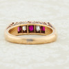 Art Deco French 18ct Gold Ruby and Diamond 5 Stone Ring