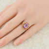 Second Hand 9ct Gold Amethyst Floral Dress Ring