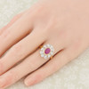 Second Hand 18ct Gold Ruby and Diamond Bezel Set Cluster Ring