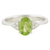 18ct White Gold Peridot & Trefoil Diamond Ring