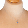 18ct White Gold Pear Sapphire & Diamond Pendant and Chain 