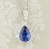 18ct White Gold Pear Sapphire & Diamond Pendant and Chain 